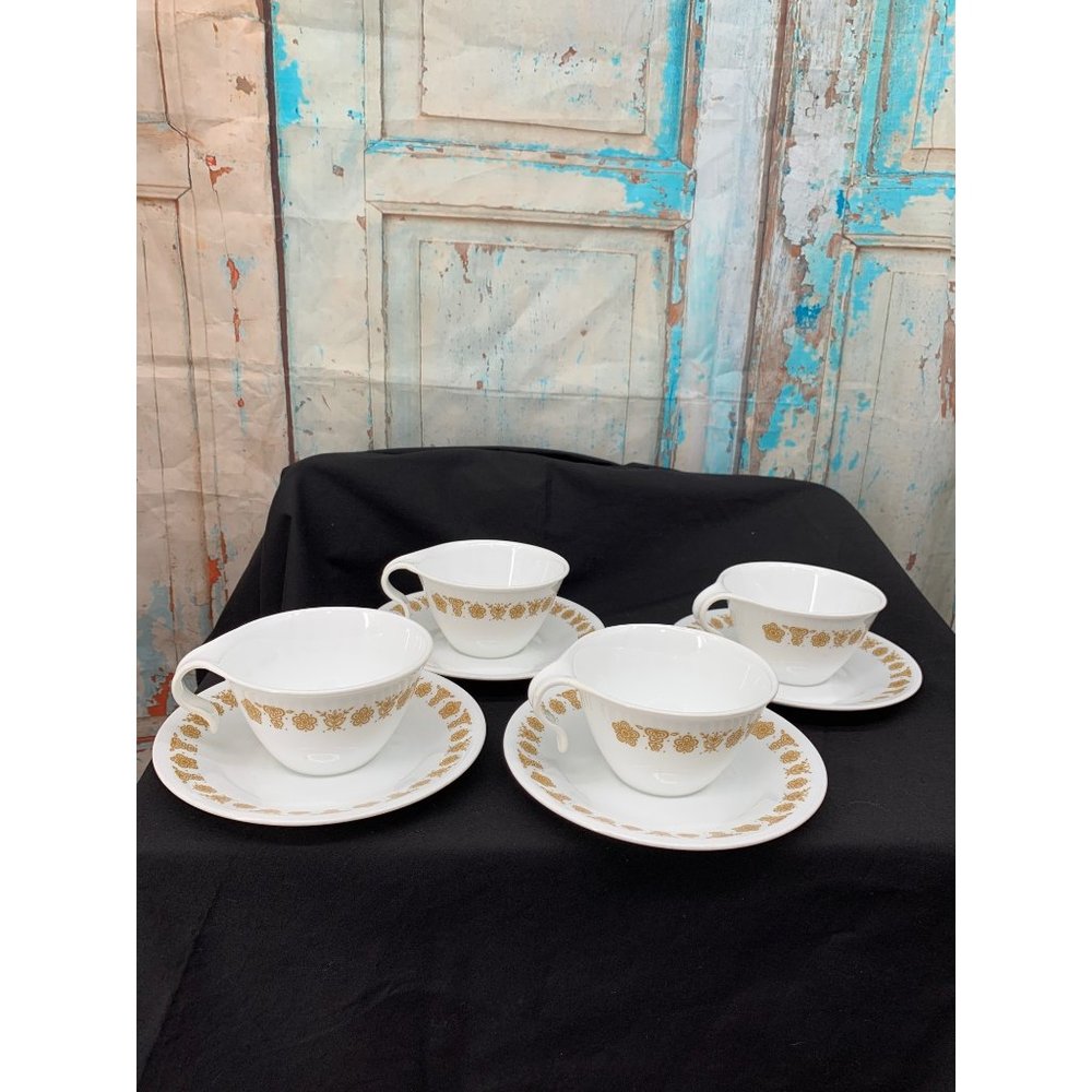 Stacking Corelle Butterfly Cup and Saucer Set of 4